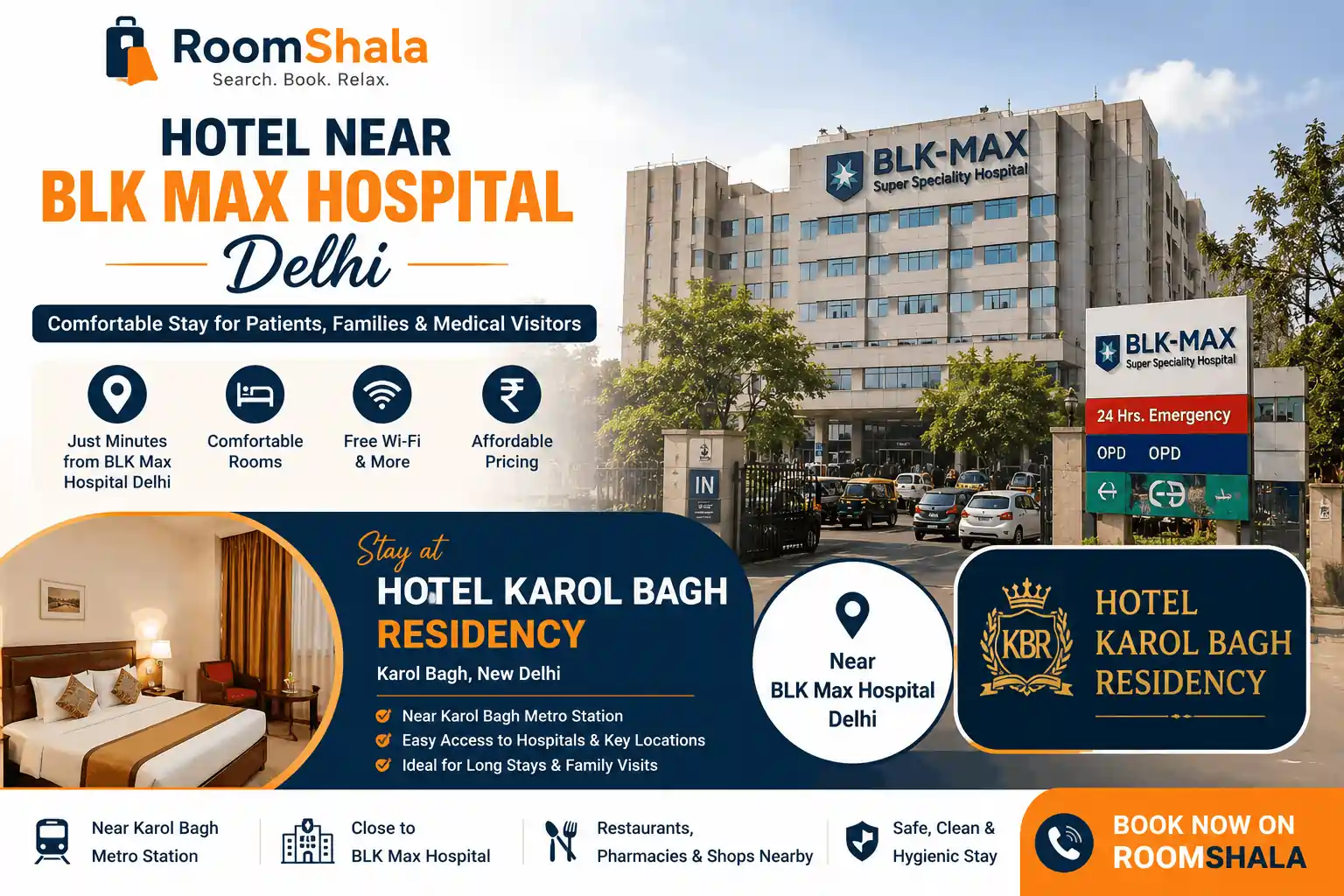Hotel Karol Bagh Residency - Best Hotel Near BLK Max Hospital Delhi